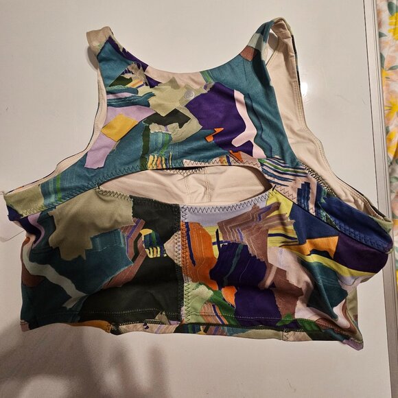 Zella Sports Bra Teal Multi Color Jacqueline Print Size XL - Picture 3 of 13